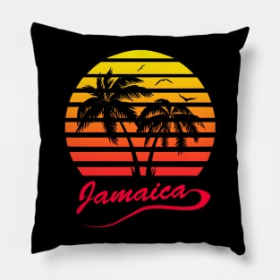 Jamaica  80s Tropical Sunset Pillow