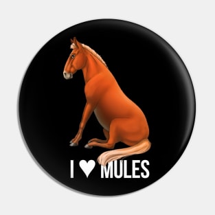 Mule - I Heart Mules White Pin