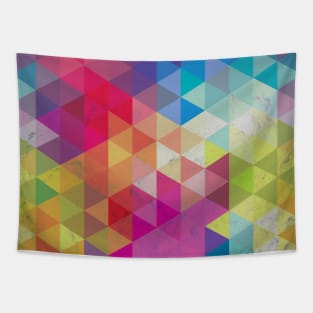 Geometric Fractal Triangles Rainbow Tapestry