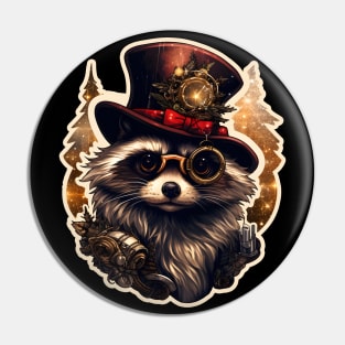 Steampunk Christmas Raccoon Pin