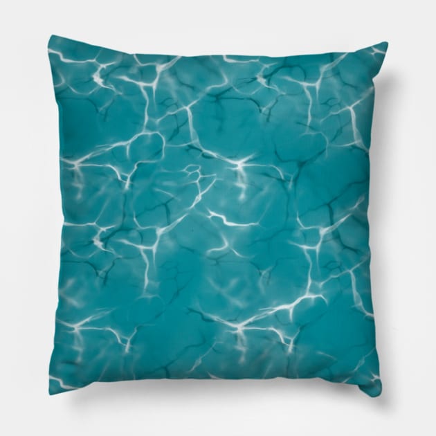 Digital drawing of deep blue sea waves surface Pillow by Ieva Li ART