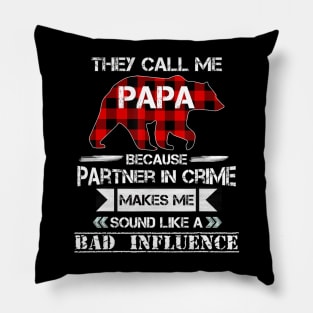They Call me Papa Bear Red Plaid Matching Pajama Family Pillow