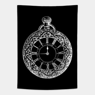 White Vintage Pocket Watch Tapestry