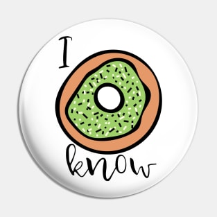 I do not know sign with a big donut with green glaze and sprinkles Pin