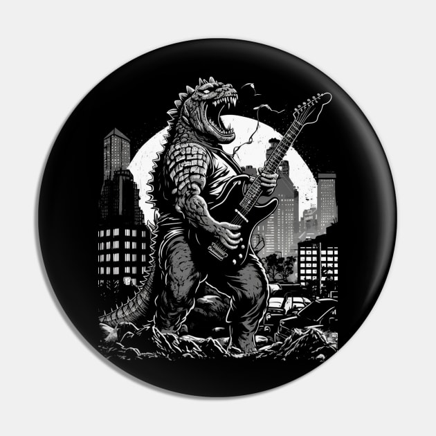 Godzilla Playing a Guitar Pin by AI studio