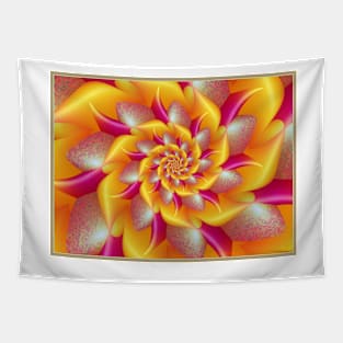 Pink and Yellow Spiral Flower Tapestry