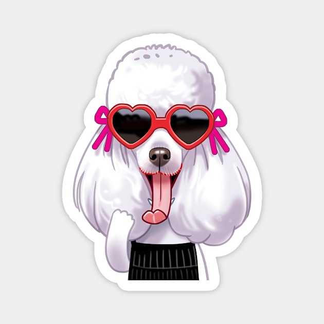 White Poodle Wearing Glasses Magnet by Toss4Pon