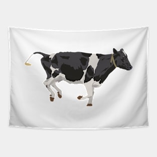 Running Black and White Cow Tapestry