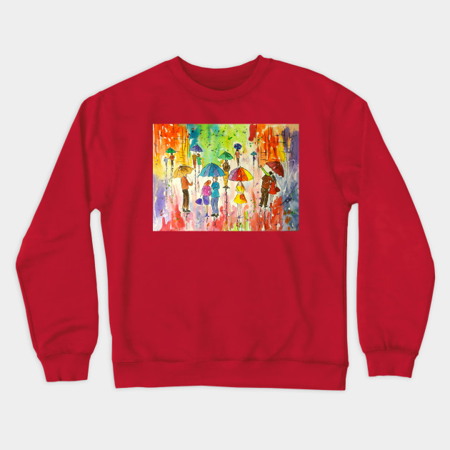 Colourful Umbrella Painting Umbrellas Crewneck Sweatshirt