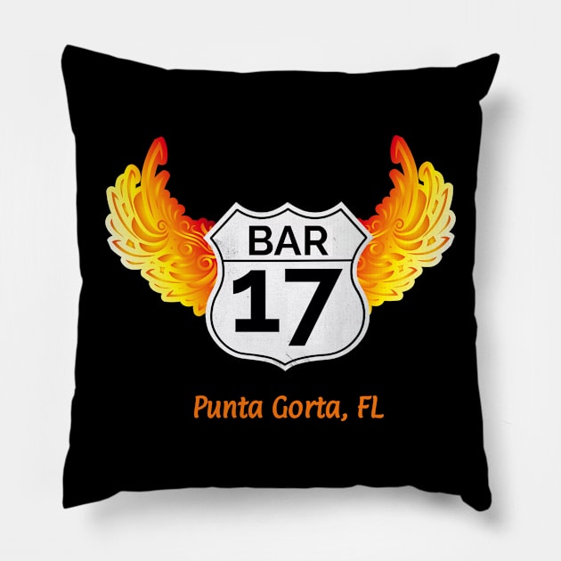 Flame With Route Sign Pillow by Bar 17