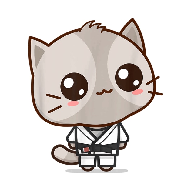 Brazilian Jiu Jitsu Black Belt Combat Sport Cute Kawaii Cat by Mum and dogs