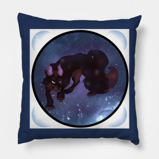 Black fox growling Pillow