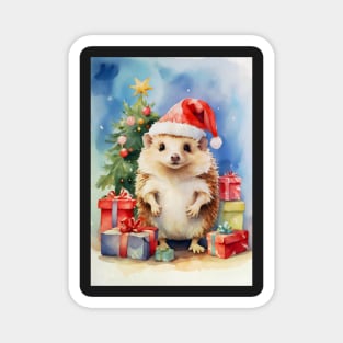 Christmas Hedgehog Watecolour Magnet