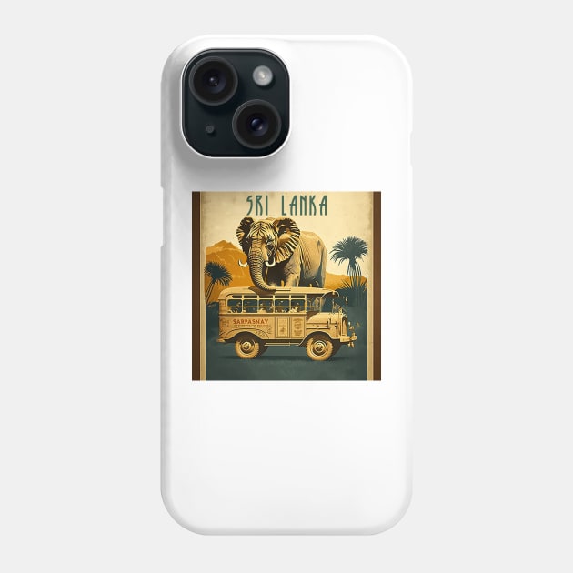 Sri Lanka Safari Vintage Travel Art Poster Phone Case by OldTravelArt