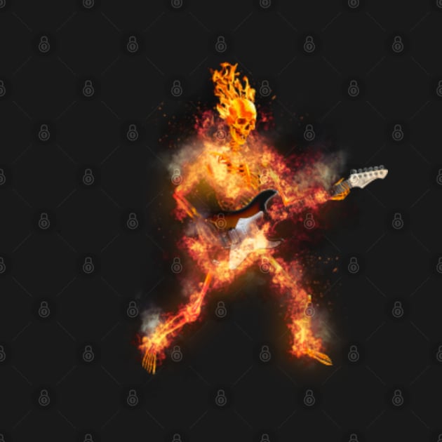 Fire Skeleton Guitarist by Ratherkool