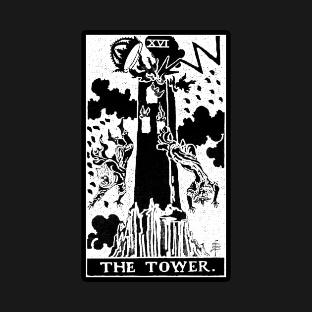 XVI. The Tower Tarot Card | Obsidian and Pearl by wildtribe