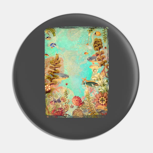 Tropical Caribbean Blue Collage Pin by 3vaN