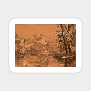 Landscape drawing "reflections of nature" Magnet