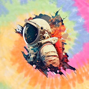 Watercolour Print of Fantasy Astronaut in Space T-Shirt