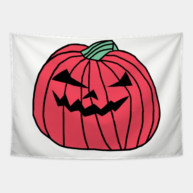 Big Red Halloween Horror Pumpkin Tapestry by ellenhenryart