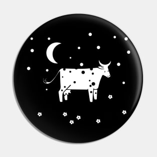 White Dairy Cow Starry Night Pin