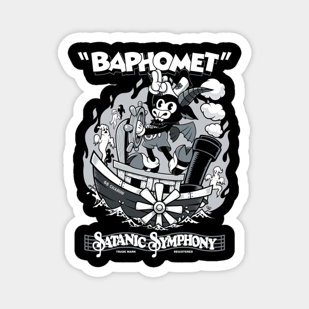 Vintage Cartoon Baphomet - Steamboat Baphy - Occult - Satanic Symphony Magnet by Nemons