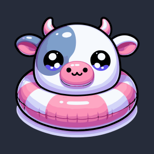 Kawaii Cow on a Pool Float T-Shirt