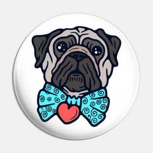 Cute Pug with a Bow Tie Pin