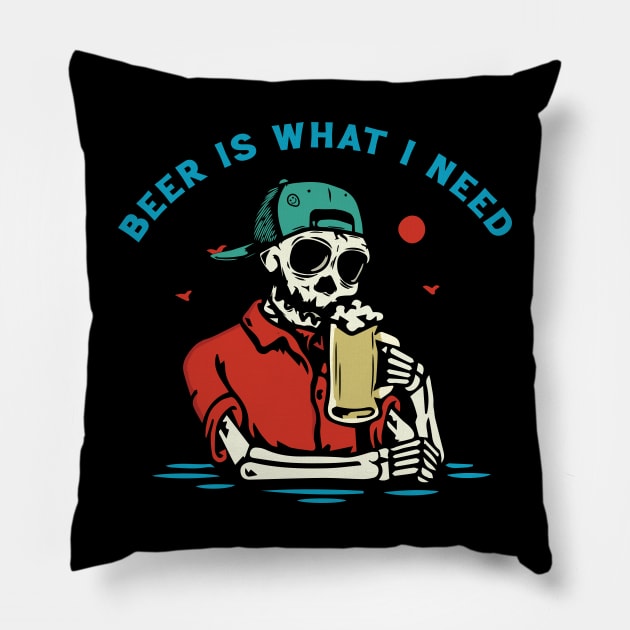 Beer is What I Need Pillow by Scaryzz