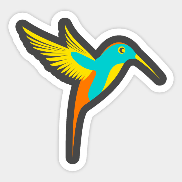 Oiseau Colore En Orange Or Et Bleu A Bec Long Oiseau Multicolore Sticker Teepublic Au