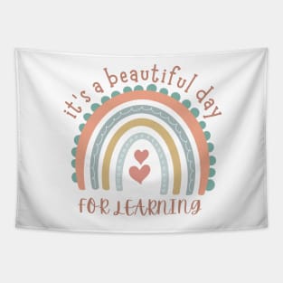 It's Beautiful Day For Learning Retro Teacher Students Tapestry