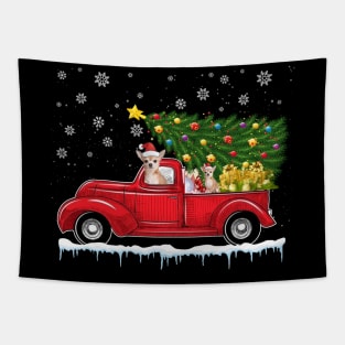 Red Truck pick up Chihuahua Christmas  lover gift T-Shirt Tapestry