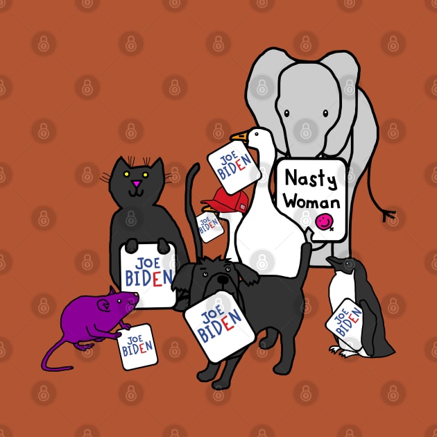 Animals with Joe Biden Signs by ellenhenryart