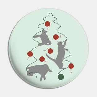 Cats and Yarn Christmas Tree Pin