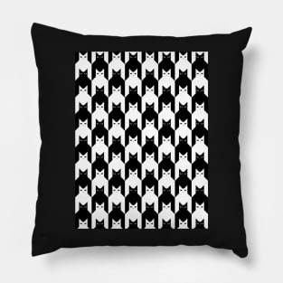 Black and White Cats Houndstooth Pattern Pillow