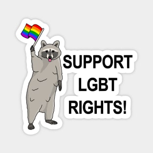 Support LGBT Rights! - Funny Raccoon Pride Meme Magnet