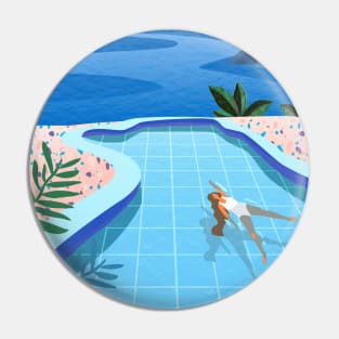 Girl in pool Pin