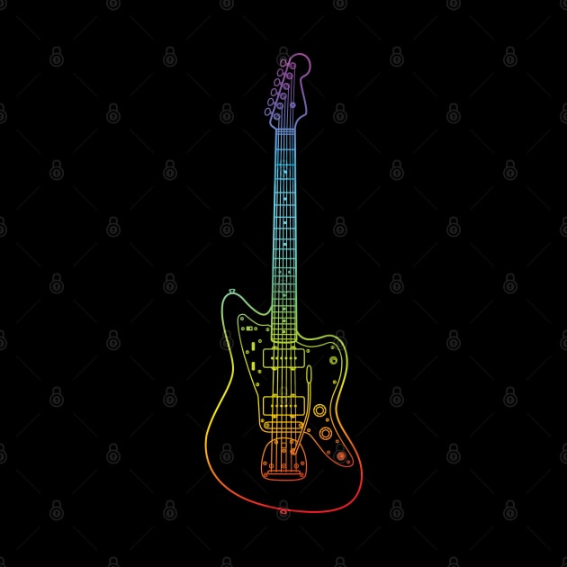 Offset Style Electric Guitar Colorful Outline by nightsworthy