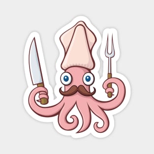 Squid Chef Cartoon Magnet