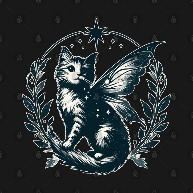 Retro Vintage Magical Fairy Cat by TomFrontierArt