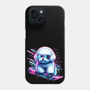 Bichon Frise On Snowboard Phone Case