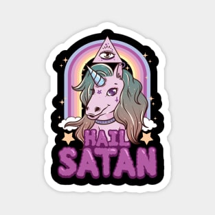 Funny Hail Satan Unicorn Rainbow Satanic Pun Magnet