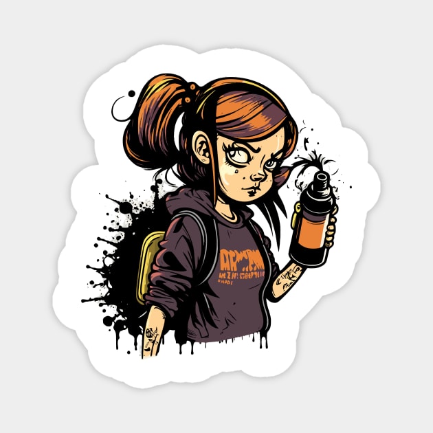 Girl with Spraycan Magnet by pxdg