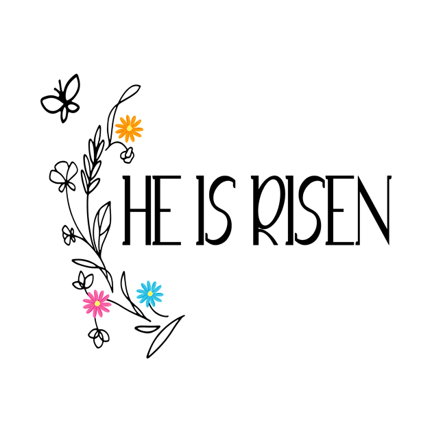 He is Risen Jesus Christian Happy Easter Floral Daisies by Kimmicsts