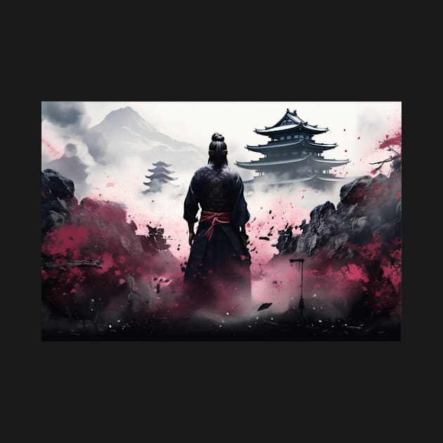 A samurai near a Japanese castle by Maxprint