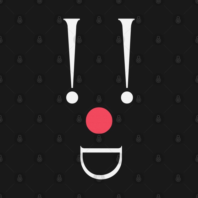 Clown, white exclamation marks and a red nose by PopArtyParty