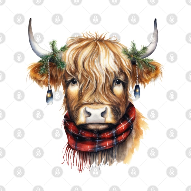 Christmas Highland Cow by Chromatic Fusion Studio