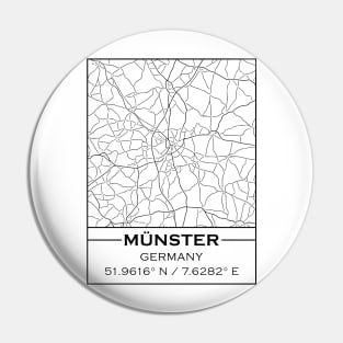 Münster City Map - Minimal Black and White Design Pin