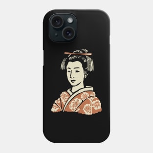 Japanese Geisha Linocut Print Phone Case