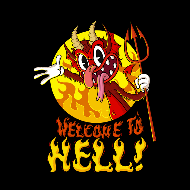 Blackcraft Satan Lucifer Vintage Cartoon Welcome to Hell by Juandamurai